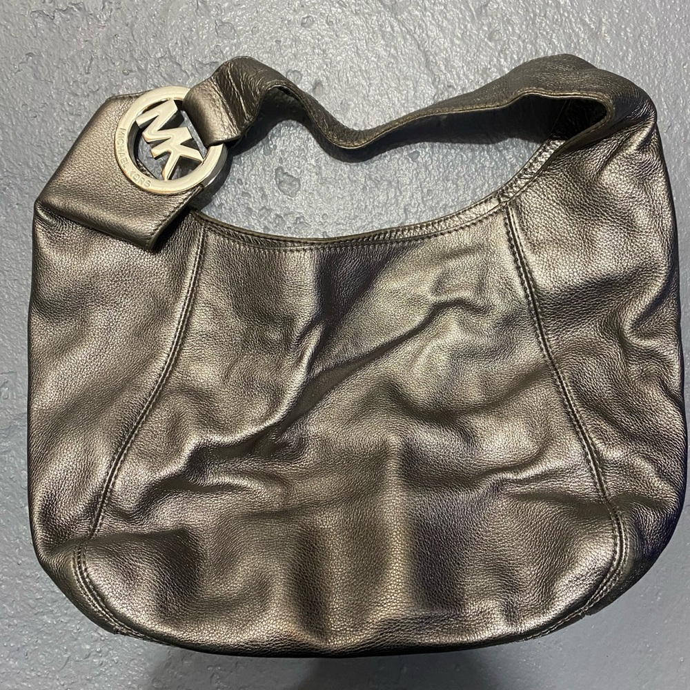 Michael Kors Fulton gunmetal silver hobo